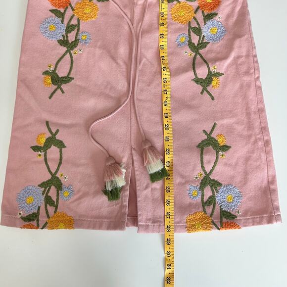 Hannah ArtWear Paula Skirt Embroidered Flower Denim Skirt Sz Small Cottage Core - Picture 5 of 7
